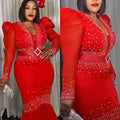 new european and american style sexy rhinestone embellished bodycon dress african women's plus size  floor-length maxi dress
