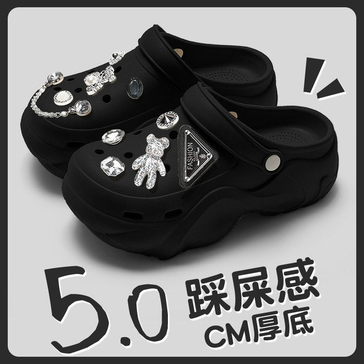 Women's clogs summer outdoor wear 2026 new eva beach seaside non-slip anti-odor thick sole height increasing sandals
