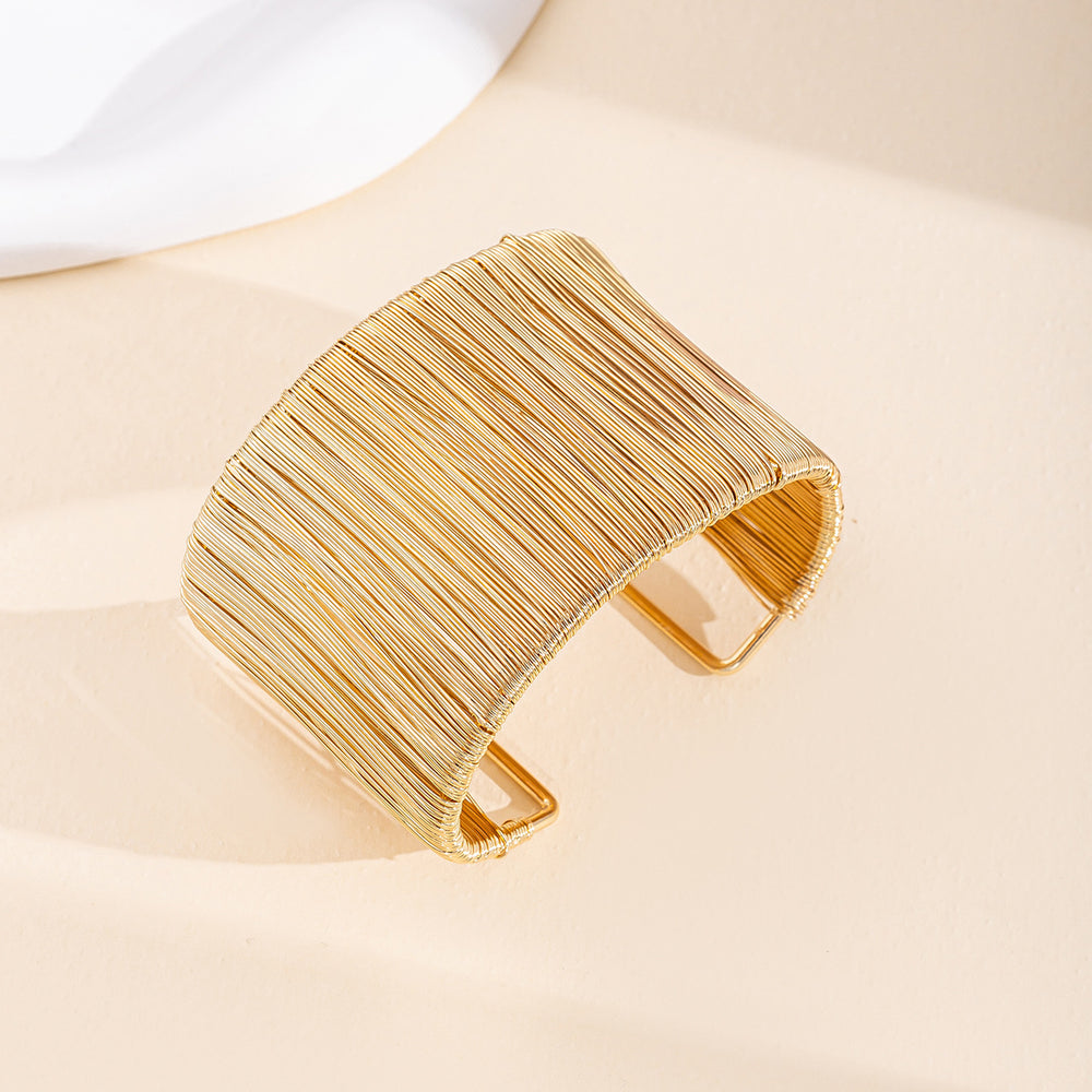 Wide alloy bracelet wholesale european and american cross-border jewelry fashion brushed stylish bracelet irregular opening bracelet for women