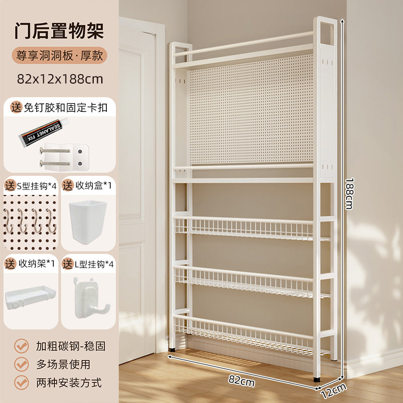 Behind the door shelf wrought iron ultra-thin bookshelf floor-to-ceiling children's simple extremely narrow crack wall wall hanging household storage cabinet