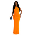 C6940 cross-border   fashion women's independent station one shoulder evening dress silmdress