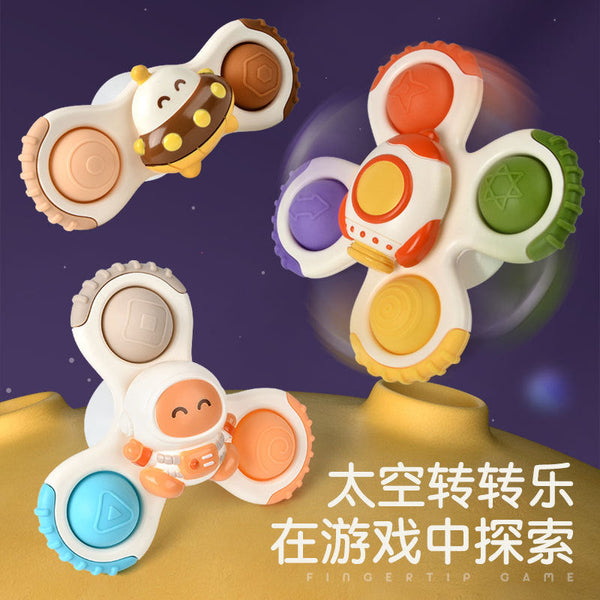 Cross-border pressable suction cups to rotate, space animal gyroscopes to rotate, fun bathing, baby toys