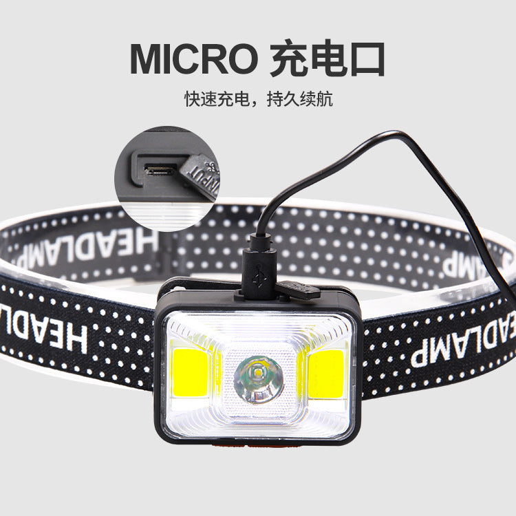 Cross-border new red and white light USB charging highlight lamp bead head COB floodlight outdoor home LED lighting headlight