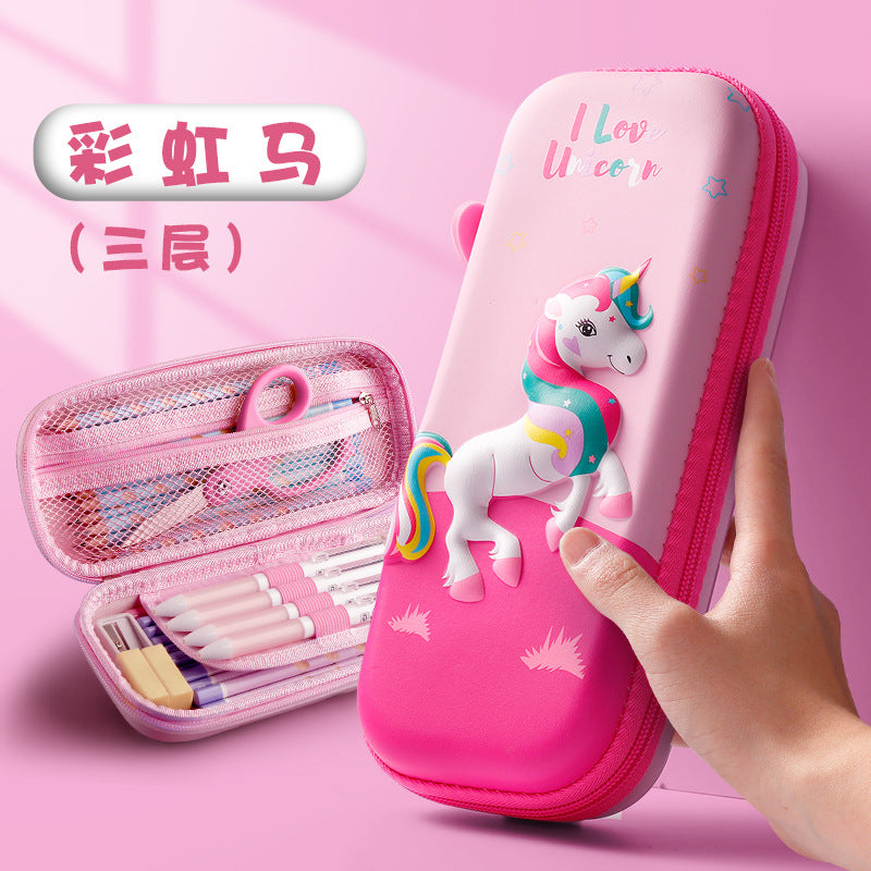 Factory direct sales 3D decompression Korean version creative multi-function large-capacity pencil case kindergarten cartoon cute pet stationery box