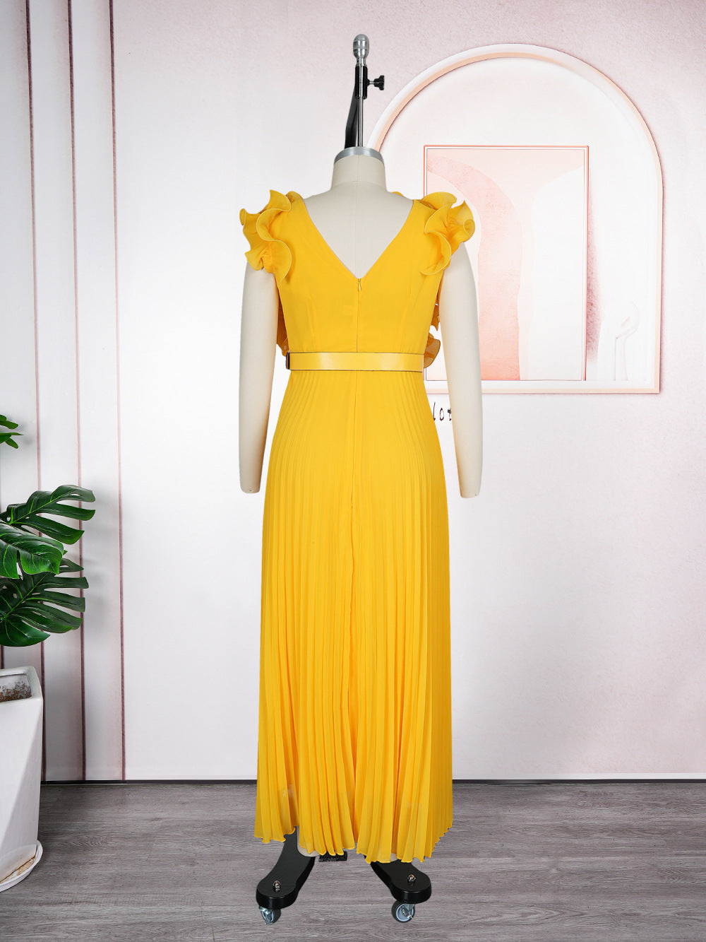 Fashion cross-border women's clothing african plus sizenew arrival stereo flower sleeveless high waist pleated skirt dresselegantdress