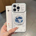 Suitable for iphone 16 letter earth rotating bracket mobile phone case instantly turns into apple 17 electroplated anti-fall corning case 13