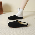 soft bottom suede retro birkenstock shoes for women new arrivalthick sole toe-cap half drag lazy one-leg wool slippers