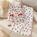 Baby clothing kids set children outfit cherry pattern white sleeveless tops