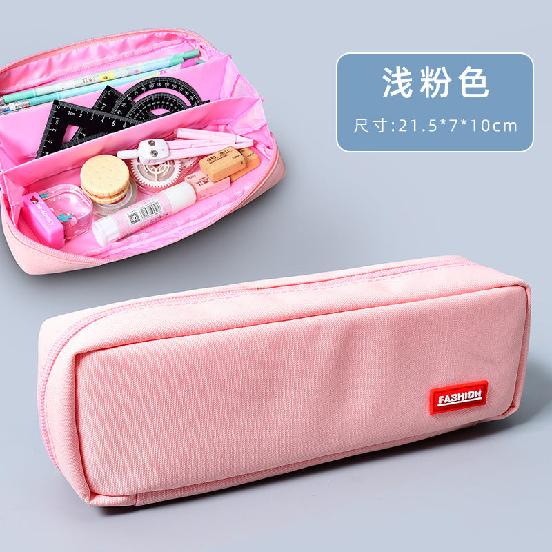 Primary school students large-capacity pencil bag dirt-resistant simple stationery box new + logo pencil bag wholesale stationery bag