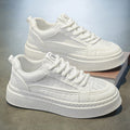 Men's winter breathable trendy versatile casual white skate shoes - youth anti-slip athletic platform sneakers - height increasing white shoes