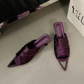 Plus size pointed toe elegant purple socialite style sexy flip-flops women's summer new arrival thin heel sandals french style