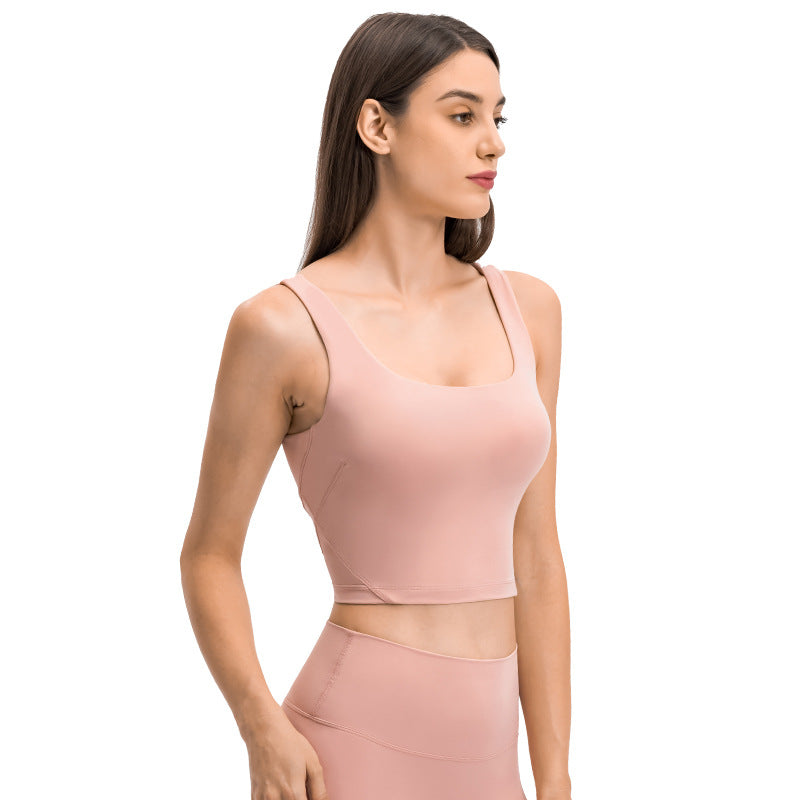 Dianqian new arrival u-shaped back yoga vest with chest pad comfortable naked sports intimates women's bra fashiondw120