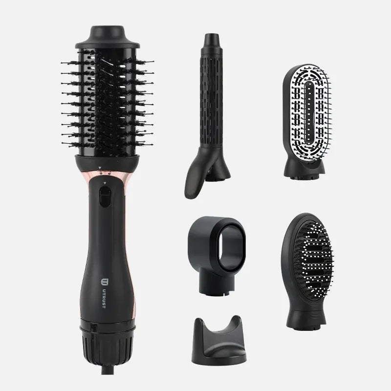 Cross-border 5-in-1 hot air comb Multifunctional curling comb Hair dryer Hair styling brush Negative ion optional curling iron