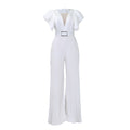 D291 plus size women's jumpsuit with belt - new european and american style, mesh, see-through, sexy, pleated, wide leg, cinched waist, export quality