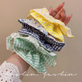 Forest style yellow plaid large intestine hair tie for women classy sense of pastoral lazy style hair rope ball head tie hair headwear