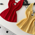 Korean style halter knit cutout camisole - women's summer outerwear, designer cutout slim fit, commute chic top
