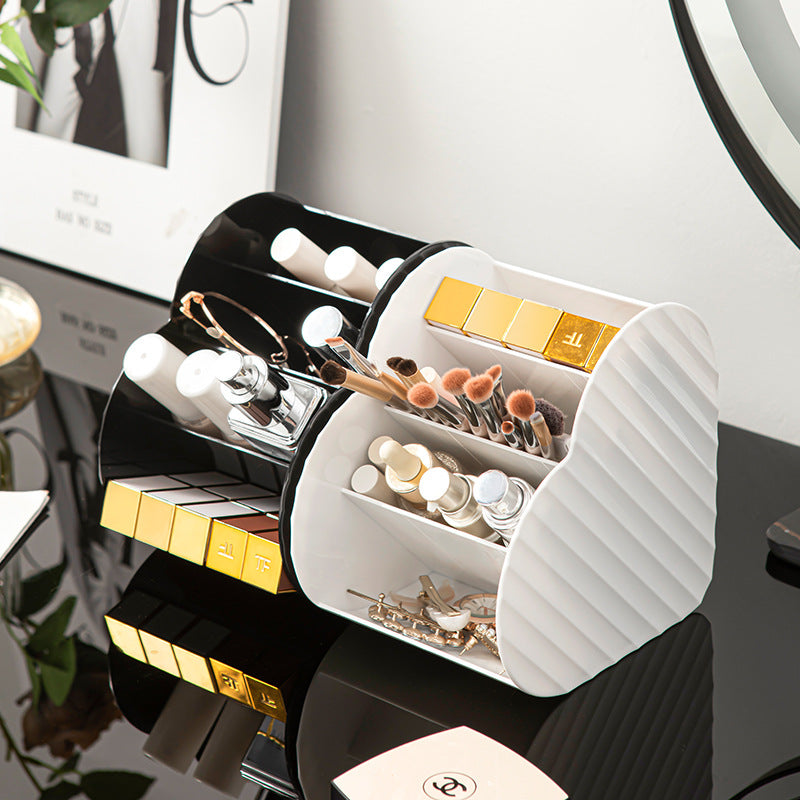 Love pen holder storage box, multi-functional makeup brush, lipstick, eyebrow pencil, grid rack, cosmetic storage cylinder, desktop.