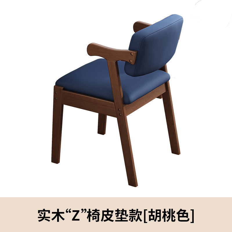 Solid wood dining chair for home desk chair oak study chair backrest stool modern casual restaurant ins style z-shaped chair