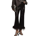 slimming independent station  european and american women's clothing sequinpants raw edge decoration fashion low waist nightclub pants