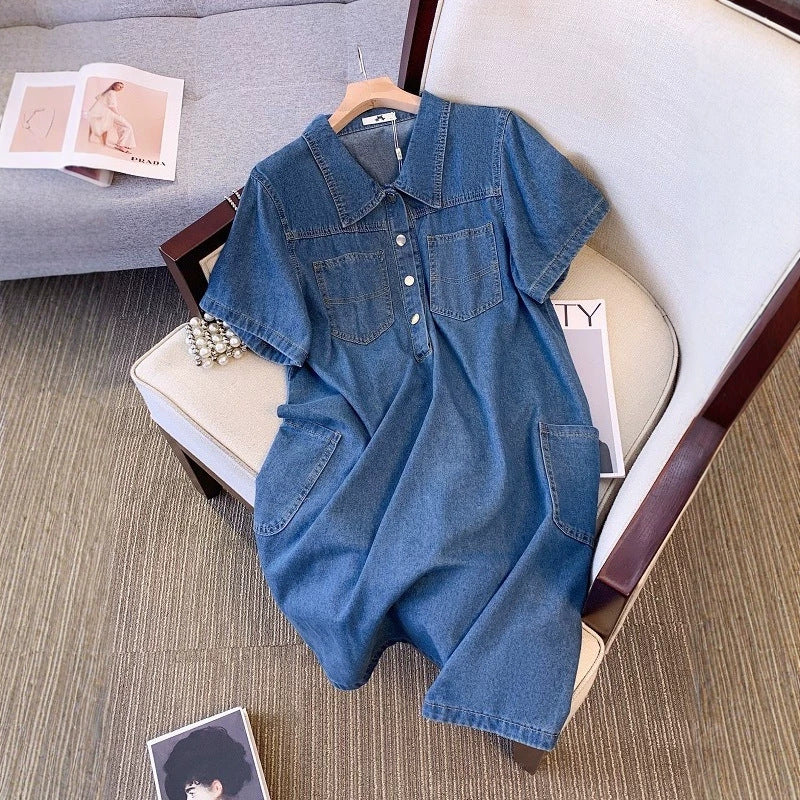 Amazon  denim dress summer thin short sleeve fashionable fashionable work clothing short sleeve new style