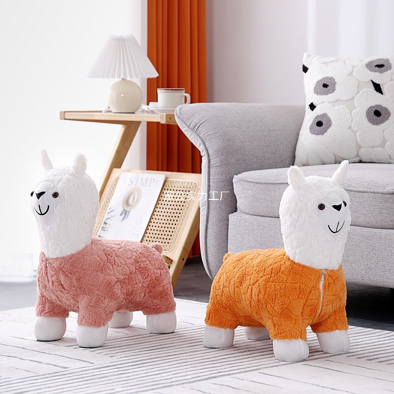 Alpaca seat Living room shoe changing stool Children's sofa Leisure chair Sitting stool Cartoon birthday Simple modern animal stool