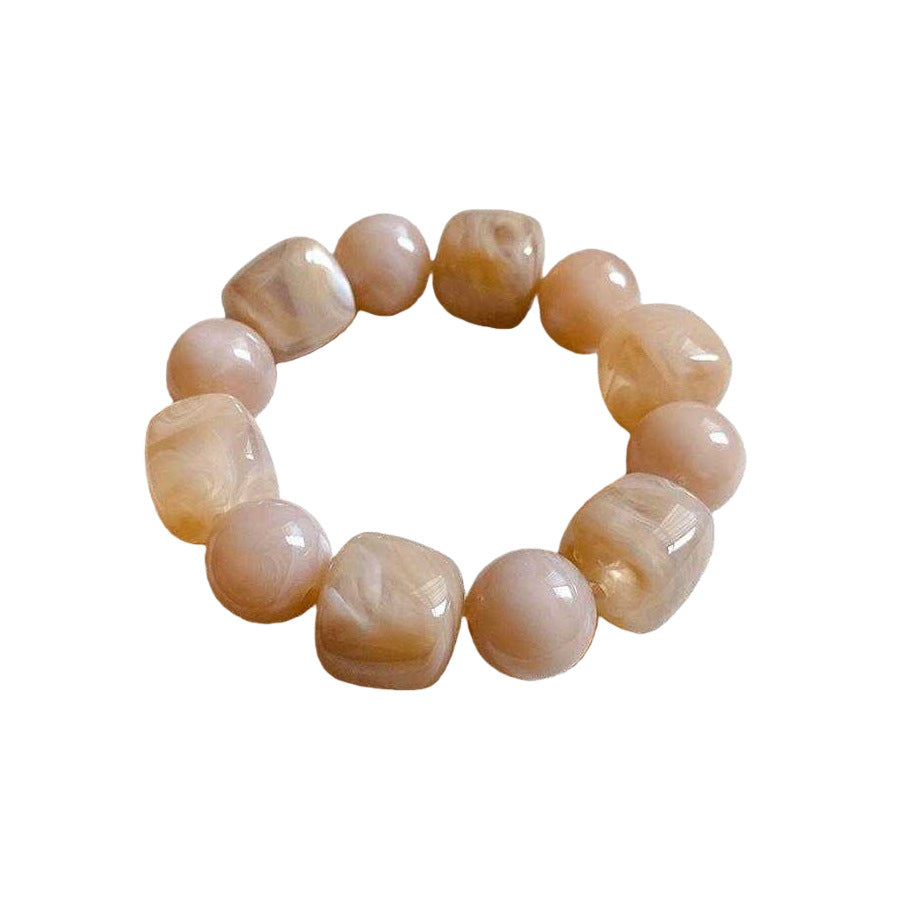Wholesale acrylic beaded bracelets - trendy dopamine jewelry, unique irregular geometric stretch bracelets for women (cross-border e-commerce)