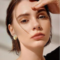 stainless steel gold and silver color matching geometric earrings textured earrings high-end earrings wholesale