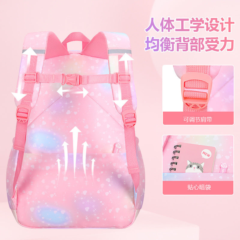 school bag kids school bag primary school student school ultra-light weight-reducing girl's three-piece backpack