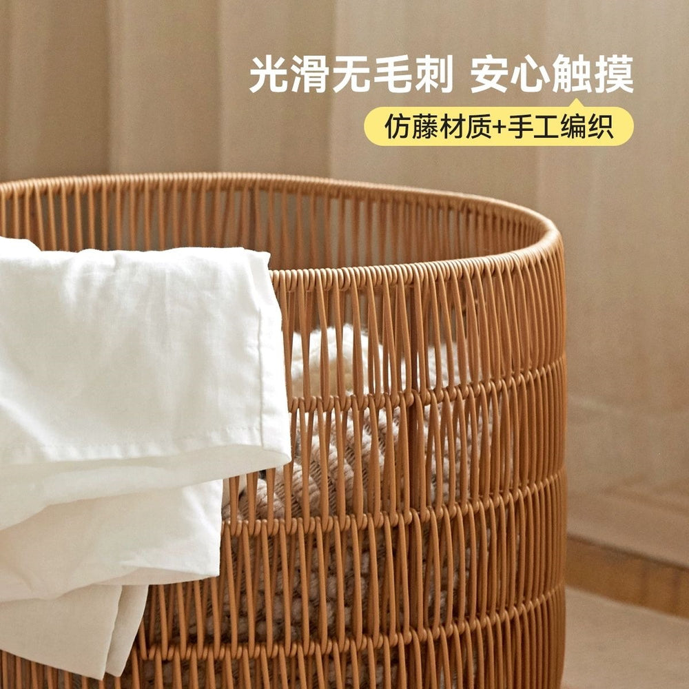 Genji muyu x visha solid wood kids bedside table casual round storage basket japanese style small apartment bedside table