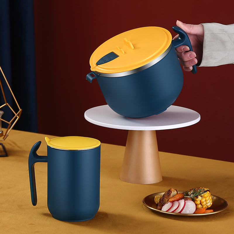 Instant noodle bowl, one piece of delivery mug set, stainless steel fast food bento box, instant noodle cup tableware creativity