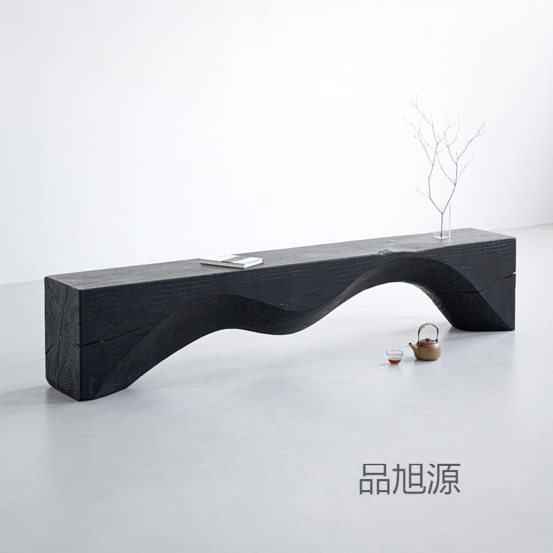 B & B Wabi Sansi wind carbonized solid wood bench medieval home leisure log bench clothing store shoe stool wholesale
