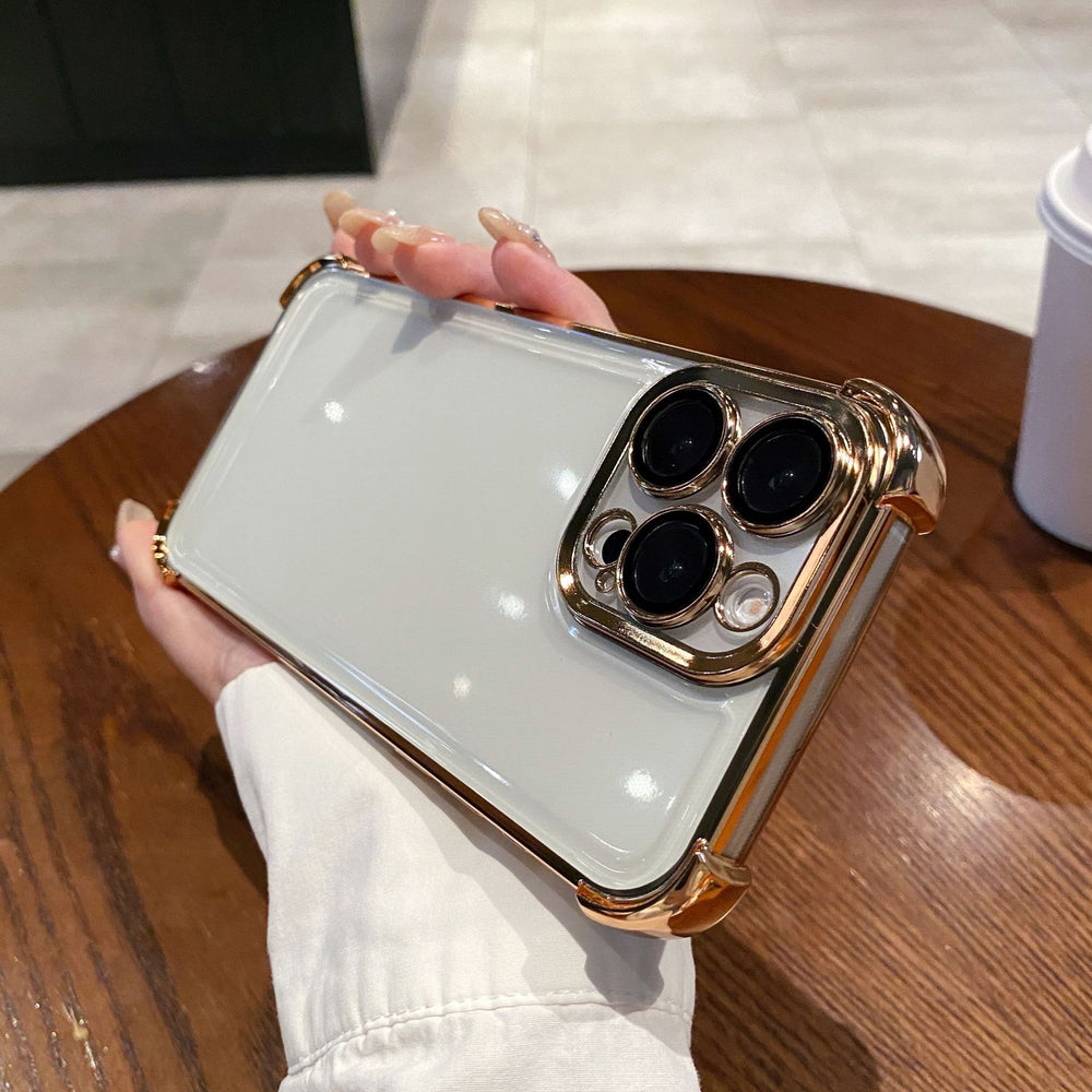 Suitable for apple 16 mobile phone case, all-inclusive lens film, iphone17 four-corner anti-fall electroplated airbag soft shell protective cover