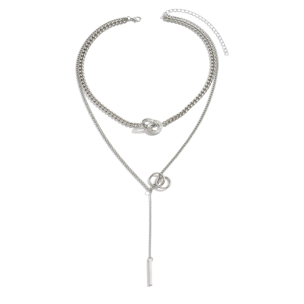 Long necklace wholesale european and american cross-border alloy diamond jewelry accessible luxury niche necklace women's tassel stacked clavicle chain