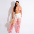 Source factory  summer new european and american style women's sexy gradient beach tassel knit pants casual set