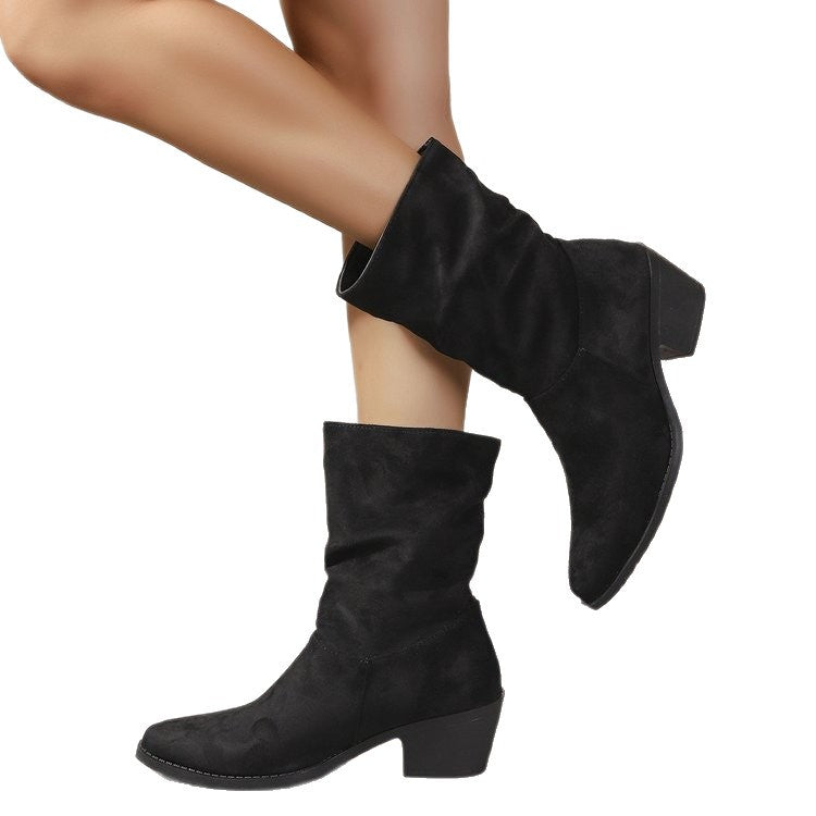 205 spring/autumn new arrival: women's pointed-toe high heel boots for cross-border e-commerce. sizes 36-43 available. wholesale options available. dropshipping to  and