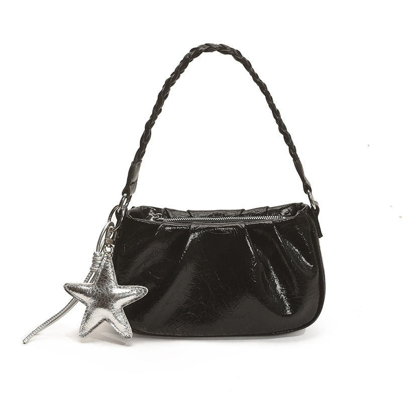 Cross-border niche design pleated underarm bag women's 2025 new casual Korean version fashion simple shoulder messenger bag