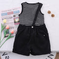 Girls' summer outfit: new striped tank top and shorts set with cartoon print - trendy european & american style, hot seller!