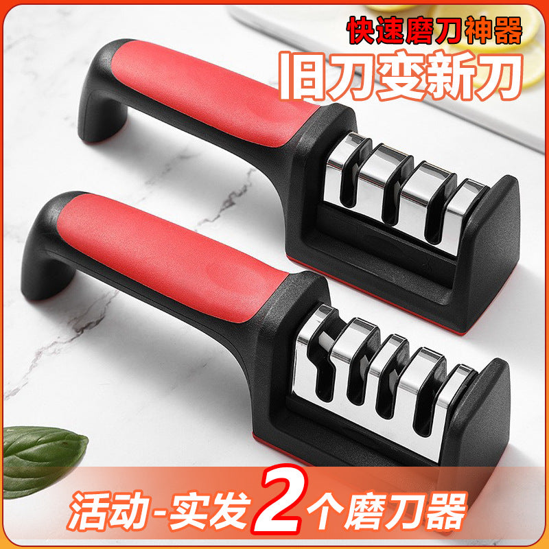 Multifunctional knife sharpener - home sharpening stone, quick knife sharpener, fixed-angle scissor & cleaver sharpener, fully automatic edge sharpening, portable