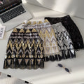 Influencer-approved, instagram-worthy women's autumn skirt: chanel-inspired, fashion-forward, meticulously crafted with heavy-duty sequin embroidery, high-waisted, slimming a-line pencil skirt