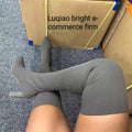 Sock boots women's  summer autumn new arrival elastic boots over the knee thick heel pointed toe slim boots knitting socks autumn winter