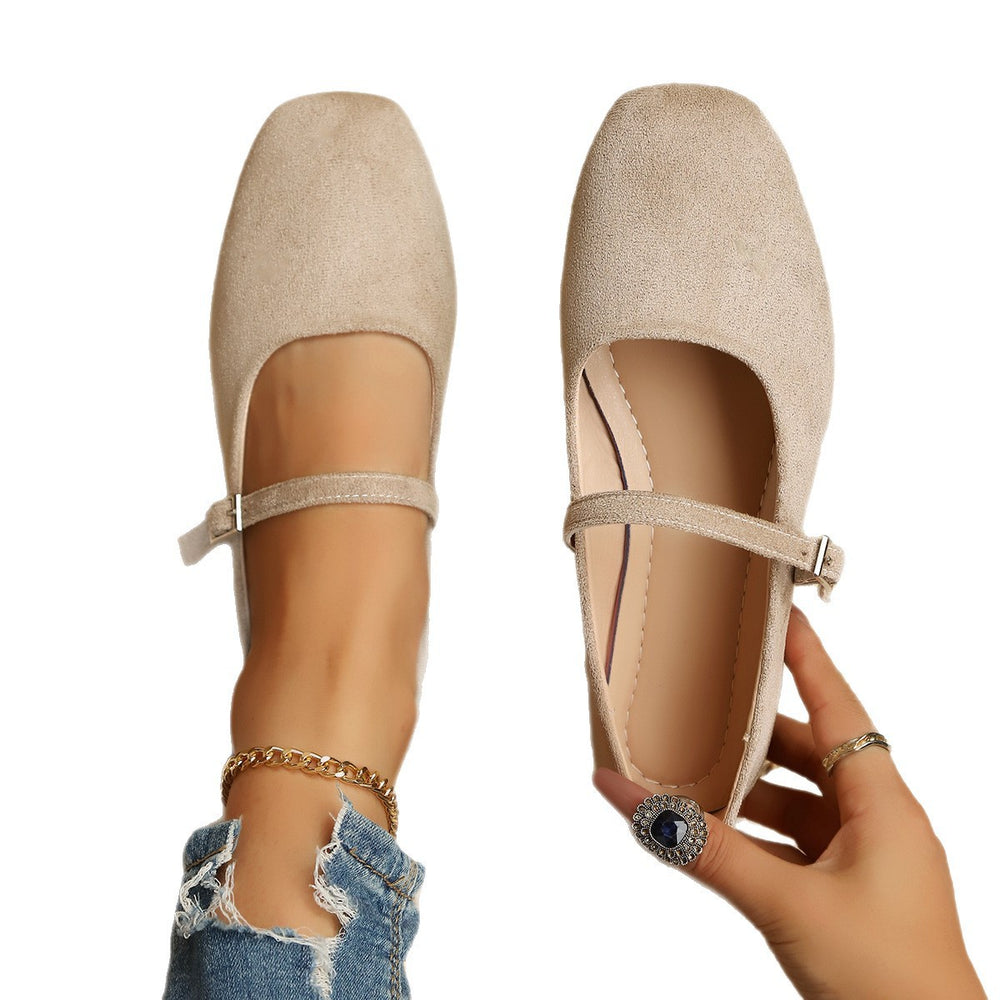 Exportflatsretroflatsspring and summernew arrivalmary jane shoesballet style one-word buckleflatsplus size women's flats