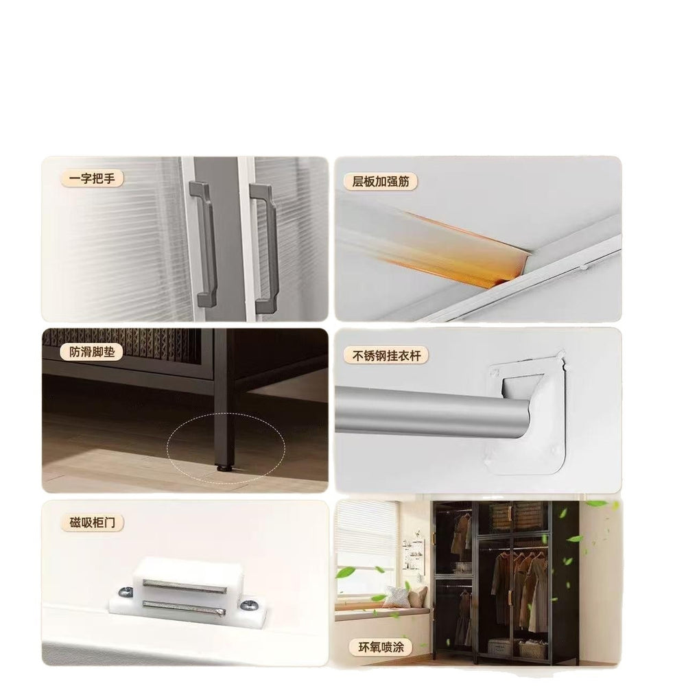 Large capacity steel wardrobe bedroom for home wardrobe rental metal floor standing clothes rack simple assembly storage cabinet