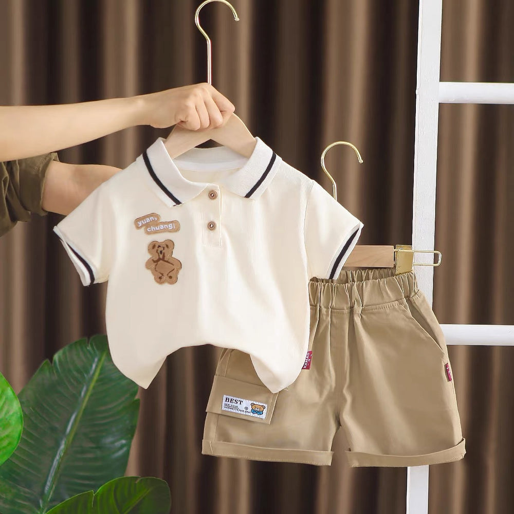 Boys' summer short-sleeve outfit:  new arrival - stylish, breathable clothing for little boys, trendy two-piece summer set