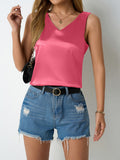 Real shot european and american cross-border women's spring and summer new arrival satin vest v neckcasual camisole shirt summer wholesale