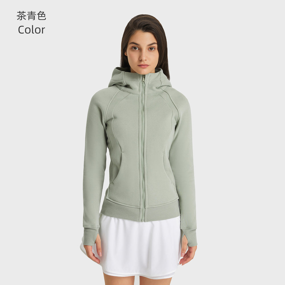 Sca new thickened warm hooded jacket women's outdoor fitness sweatshirt yoga jacket sports top dj028