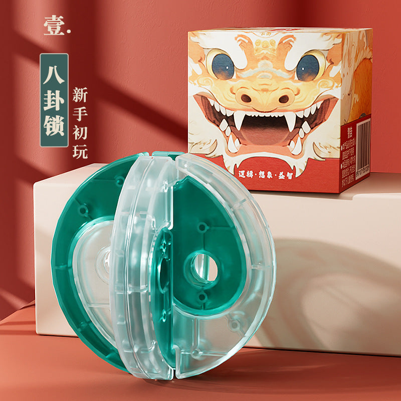 Year of the dragon mortise and tenon toy luban lock kongming lock primary school student kids puzzle building block assemble release boy new year gift