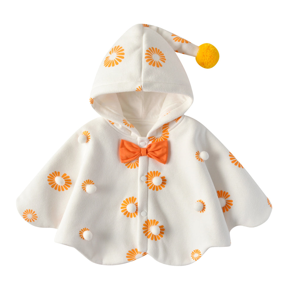Cape girlautum outer shawl baby cape hooded cartoon windproof outweark-style children's clothing fleece