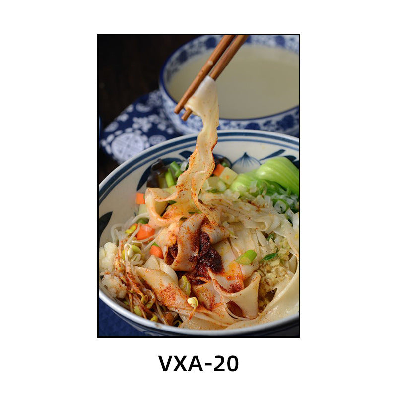 陕西装饰画西安长安古城风景建筑面馆挂画美食餐厅饭店包厢壁画