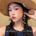 Super fairy dopamine colorful flower tassel stud earrings for women unique exaggerated elegant earrings 2026 new ear jewelry