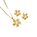【set】new pearl five-petal flower titanium steel necklace for women with diamond pendant and stud earrings - niche fashion, affordable luxury jewelry set